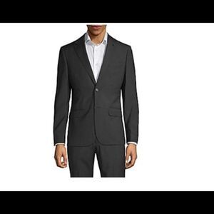 NHP slim fit charcoal pinstripe blazer. Star lapel pin. Lined. 46L. NWT.